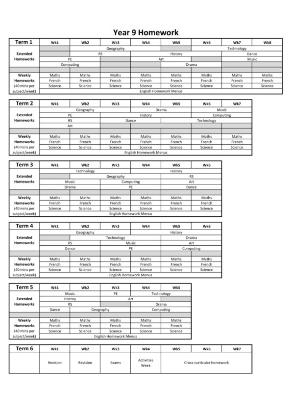 thumbnail of KS3 Homework Programme Year 9 2019-20
