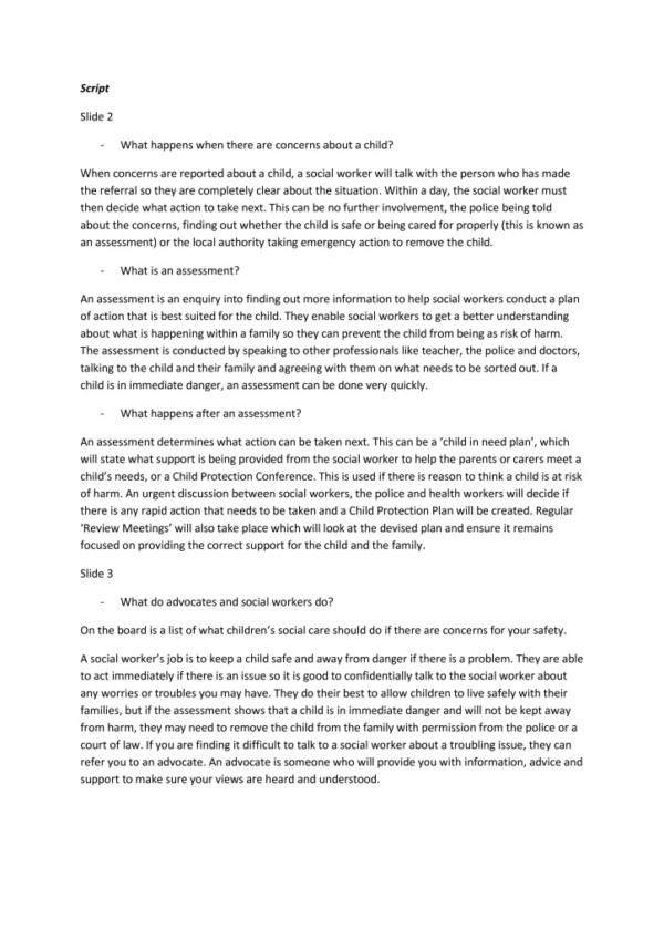 thumbnail of Safeguarding of children script