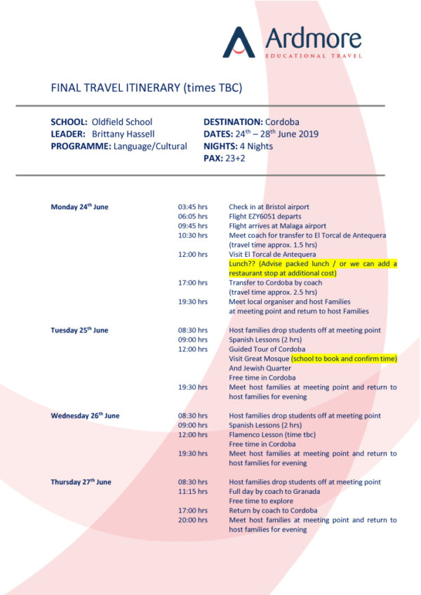 thumbnail of Cordoba 2019; Final Travel Itinerary Template