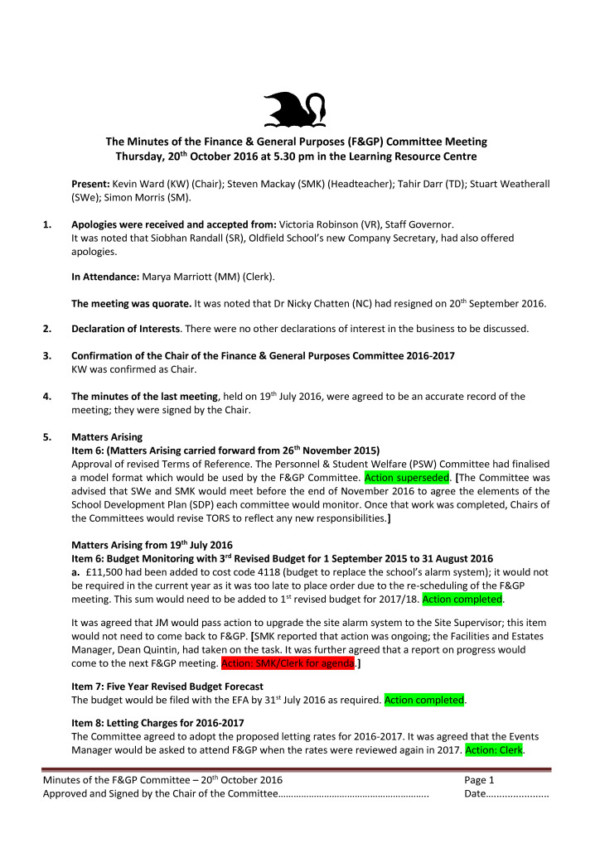 thumbnail of MINUTES – F&GP Committee – 20Oct 2016 – reviewed by SMK & KW