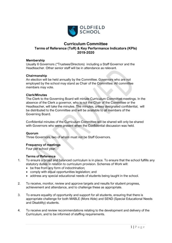 thumbnail of Curriculum Committee Terms of Reference (TORS) 2019-2020