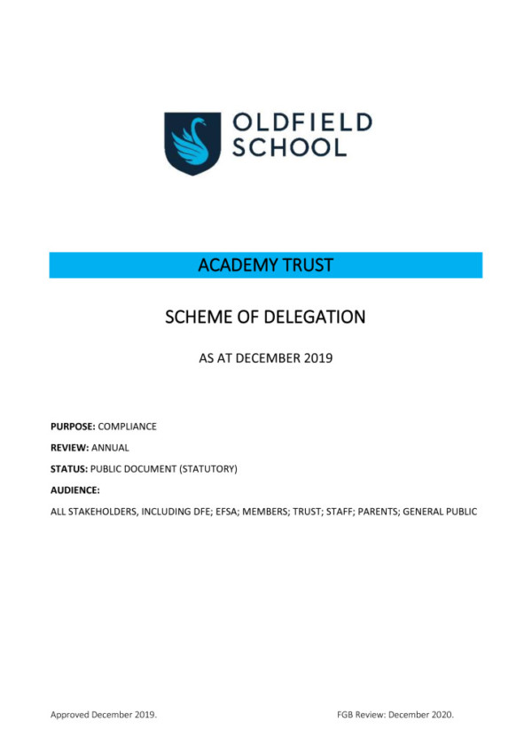 thumbnail of Scheme of Delegation Guidance 2019-2020
