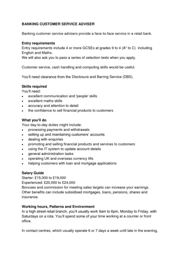 thumbnail of Banking Customer Service Adviser