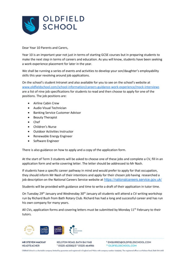 thumbnail of Mock Interview Information Letter
