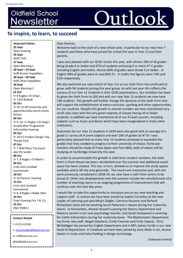 thumbnail of Outlook newsletter 13.09.19