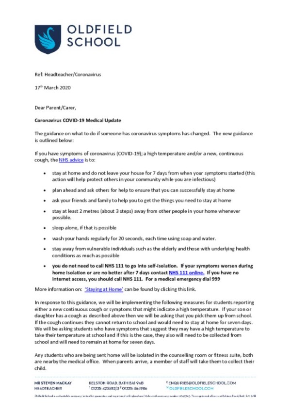 thumbnail of Coronavirus letter 16.03.20 .MKS