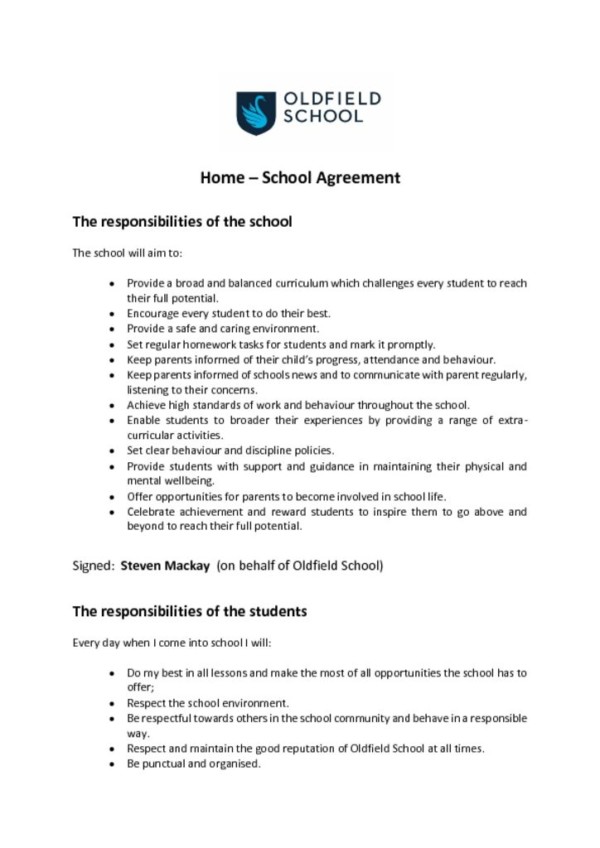 thumbnail of Home School Agreement Form
