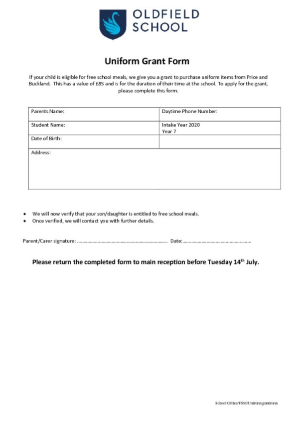 thumbnail of Uniform Grant Application Form