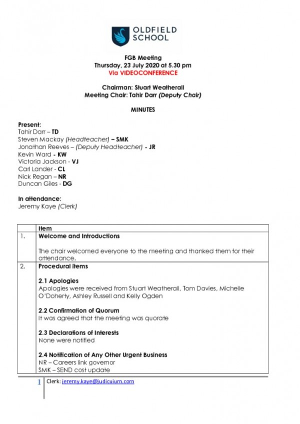 thumbnail of OLDFIELD – MINUTES FGB – 23 July 2020