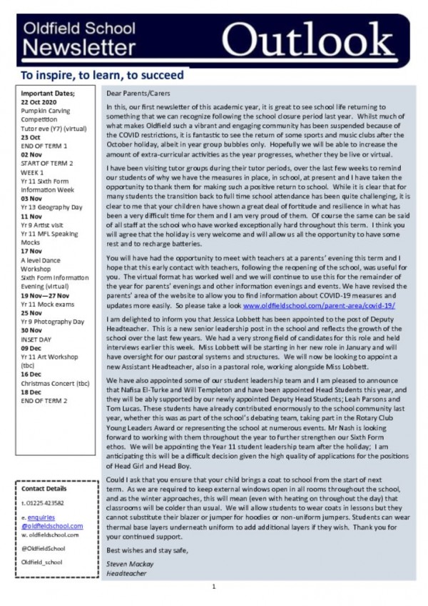 thumbnail of Outlook newsletter 23.10.20