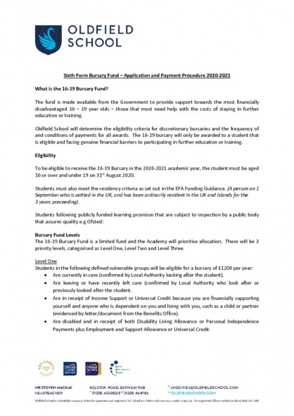 thumbnail of 16-19 Bursary Application and Procedure 2020-2021