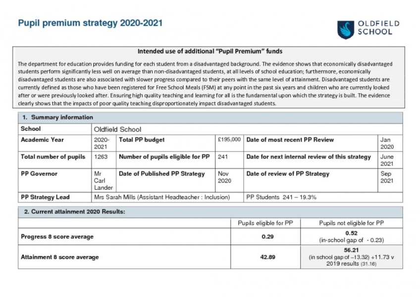 thumbnail of Pupil premium strategy 2020-2021