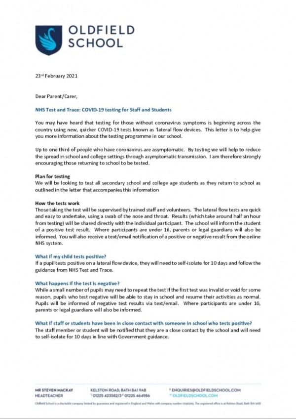 thumbnail of 23.02.21 COVID Testing Parent Letter
