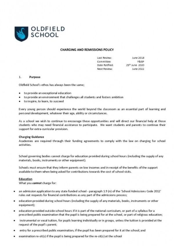 thumbnail of Charging Remissions Policy 2020 F&A