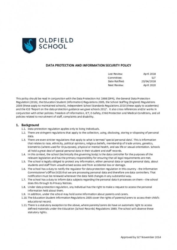 thumbnail of Data Protection and Information Security 2018 SLT