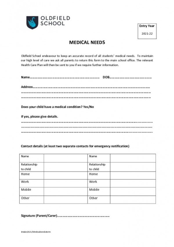thumbnail of MEDICAL NEEDS FORM