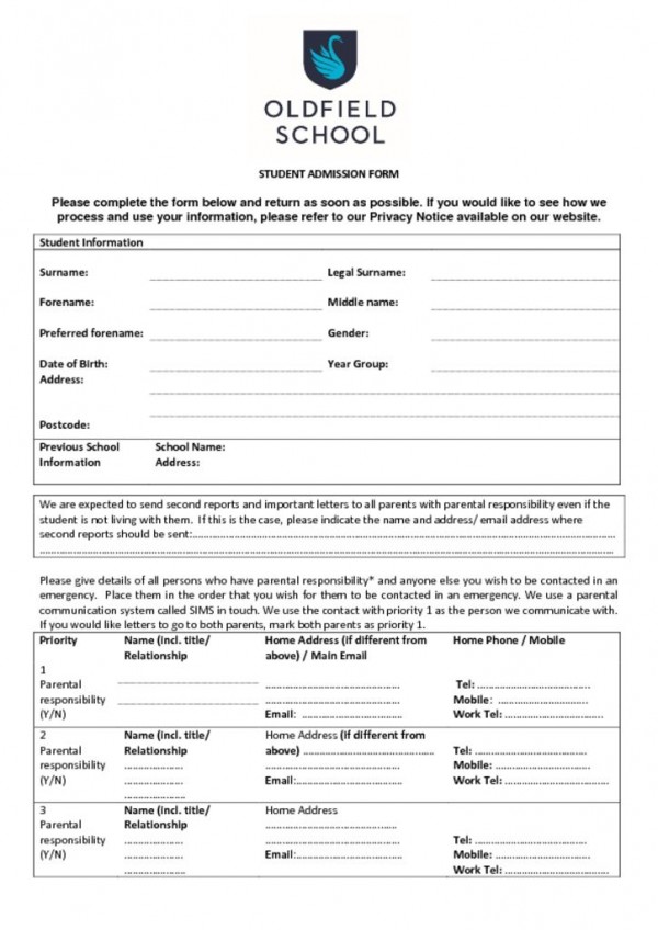 thumbnail of STUDENT ADMISSION FORM 2021