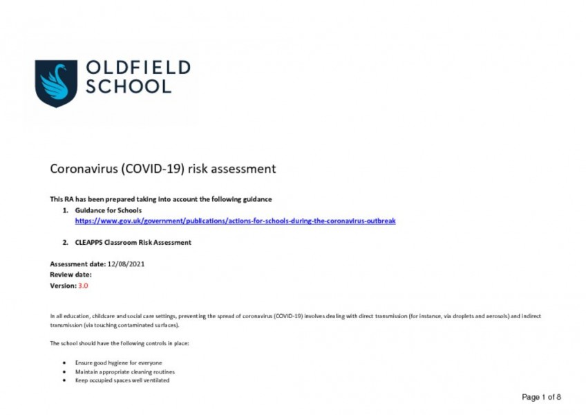 thumbnail of Oldfield School COVID RA 3.0