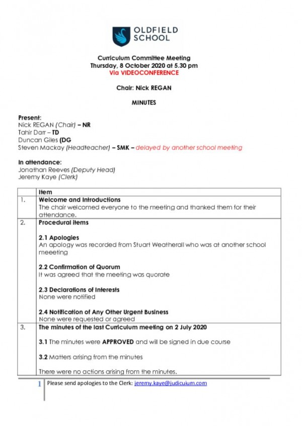 thumbnail of MINUTES – OLDFIELD – CURRICULUM 081020