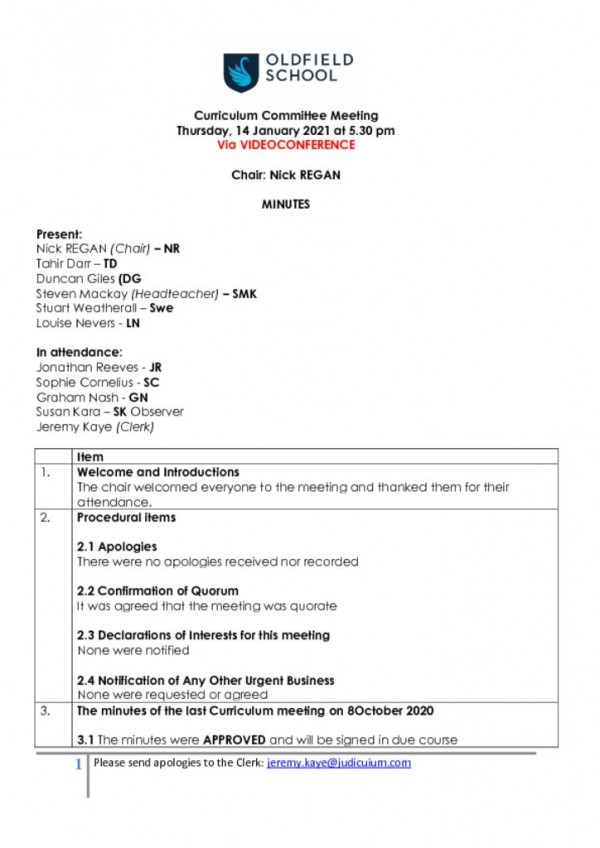 thumbnail of MINUTES – OLDFIELD – CURRICULUM 140121