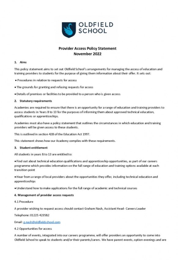 thumbnail of Provider Access Policy Statement November 2021