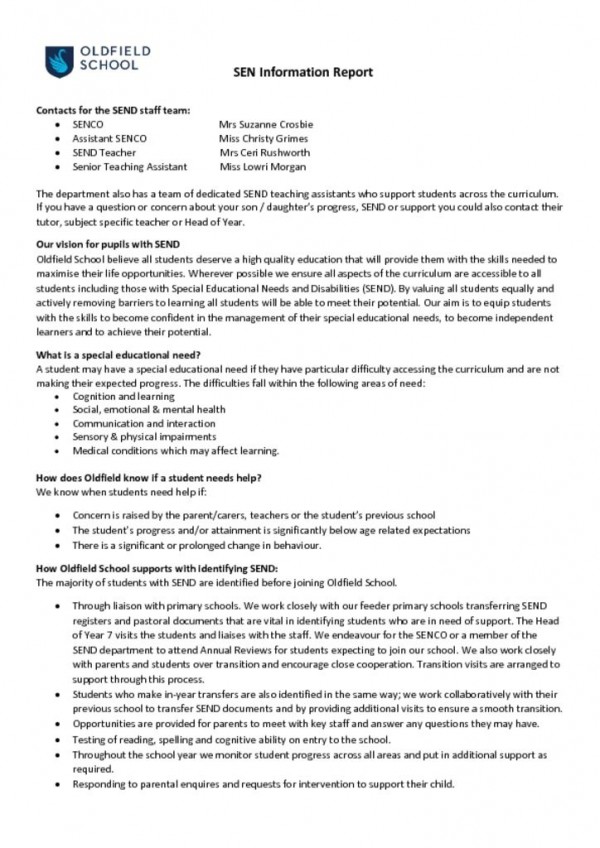thumbnail of SEN Information Report