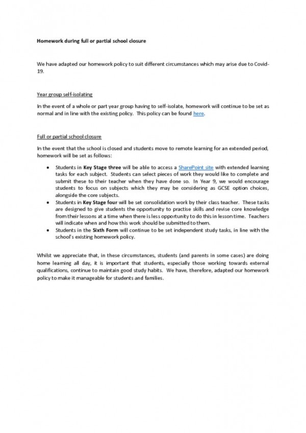 thumbnail of 2021-22 Homework during full or partial school closure