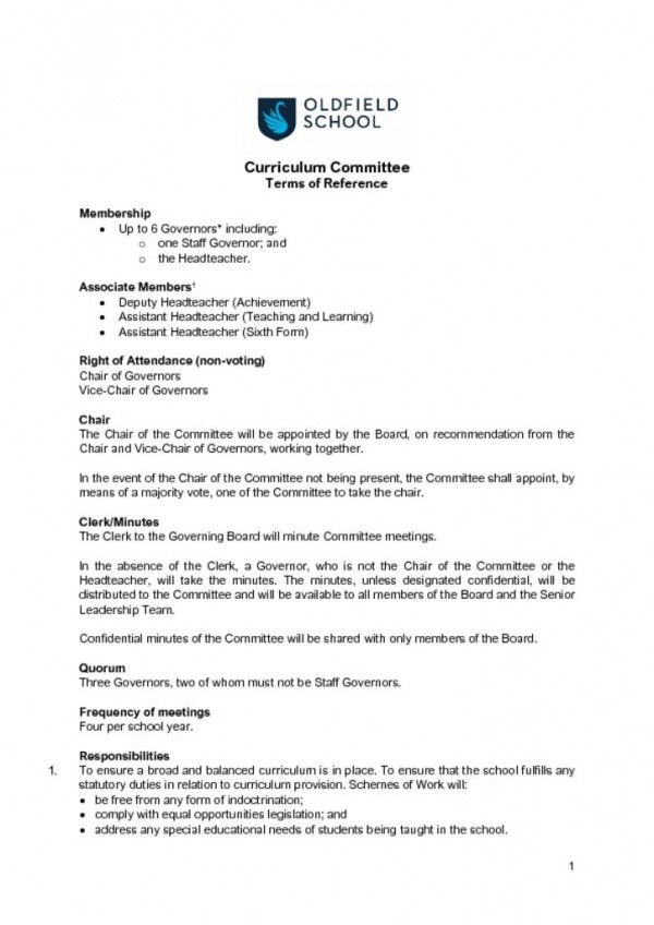 thumbnail of Curriculum Committee ToR