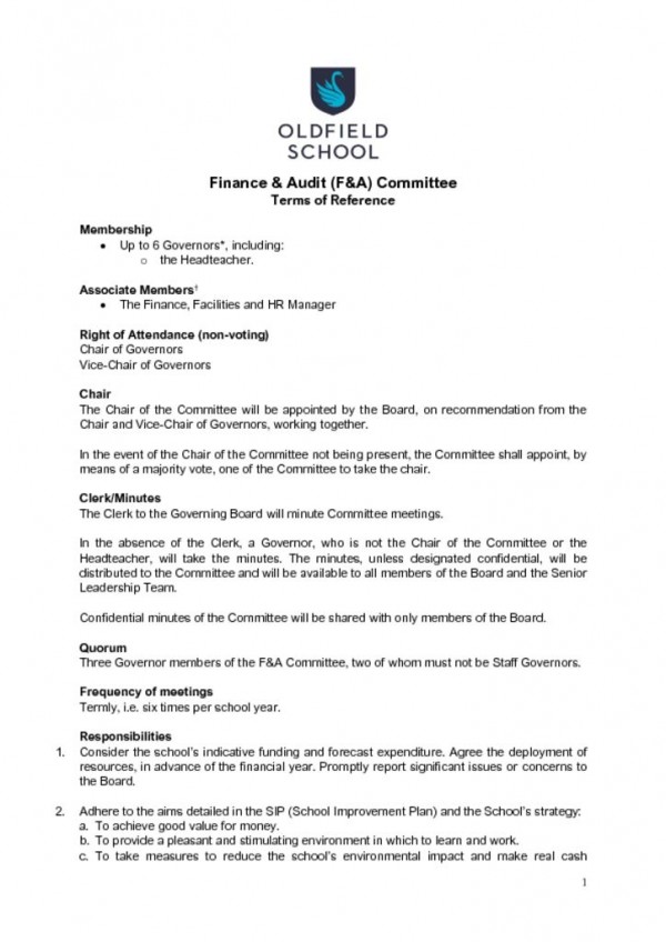 thumbnail of Finance & Audit Committee ToR