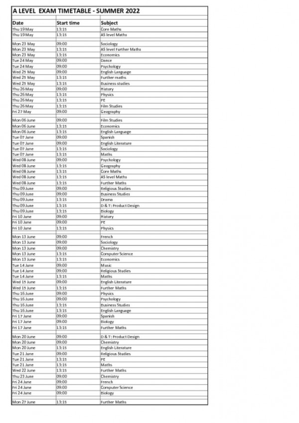 thumbnail of A LEVEL TIMETABLE