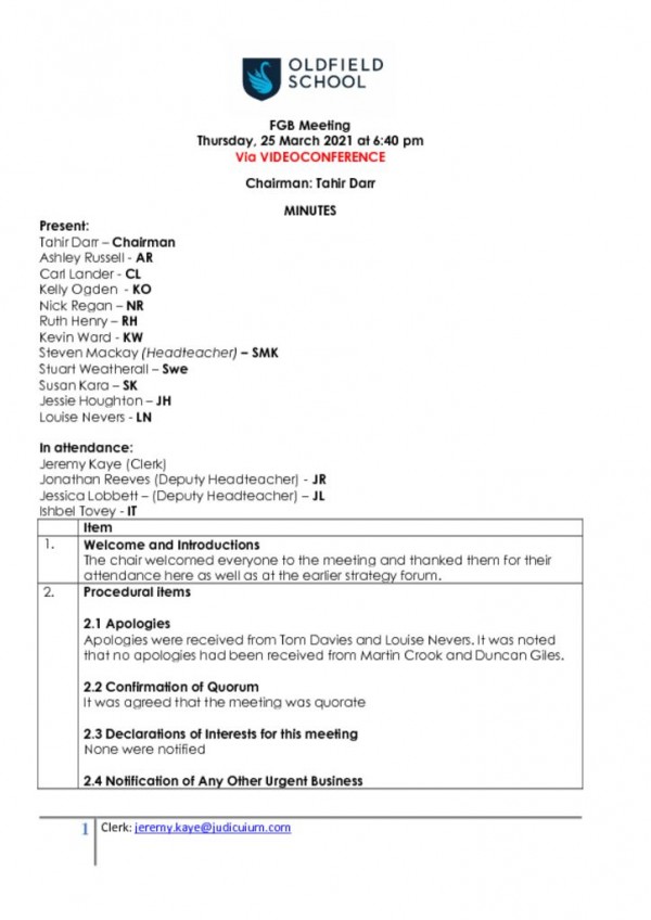 thumbnail of MINUTES – OLDFIELD – FGB 250321