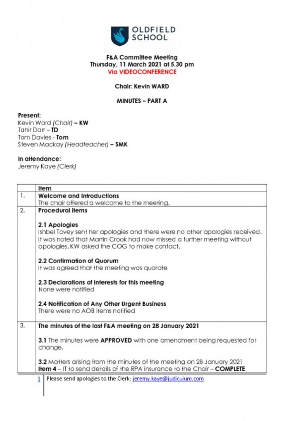 thumbnail of MINUTES – OLDFIELD – F&A – 110321