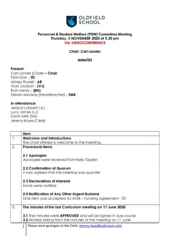 thumbnail of MINUTES – OLDFIELD – PSW 051120