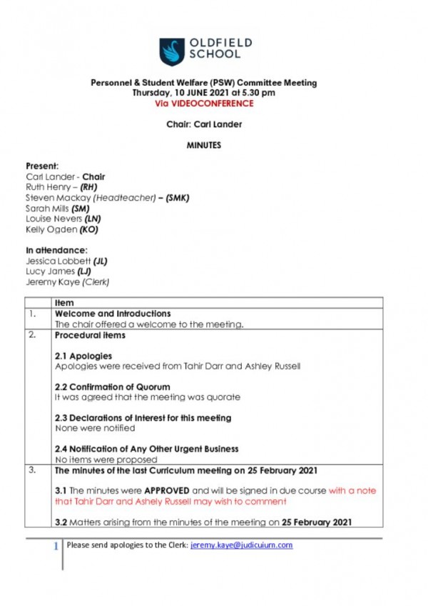 thumbnail of MINUTES – OLDFIELD – PSW 100621