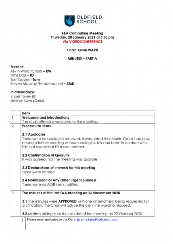 thumbnail of MINUTES – OLDFIELD – F&A – 28012021