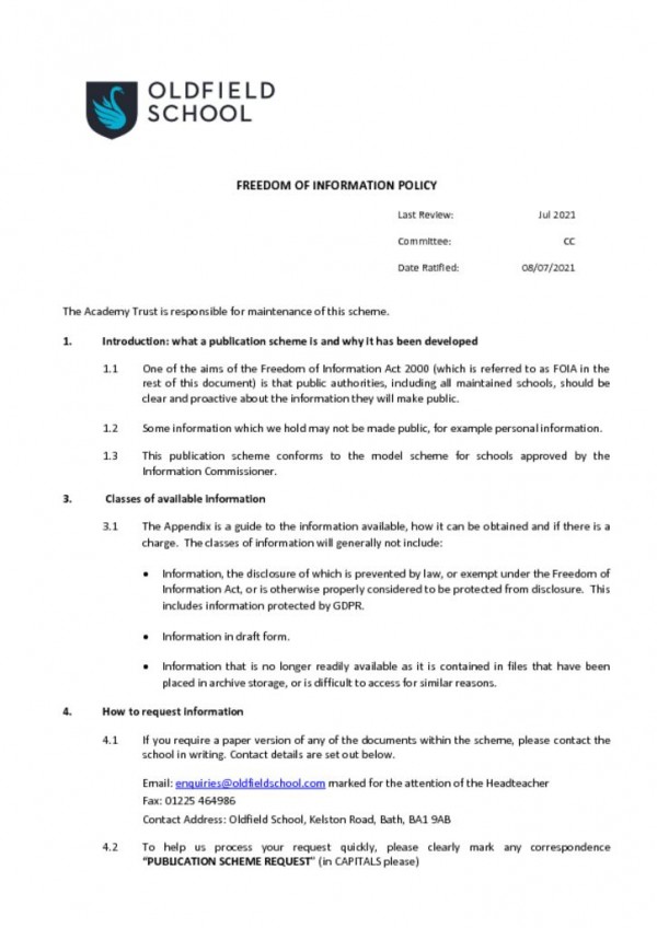 thumbnail of Freedom of Information Policy 2021 CC
