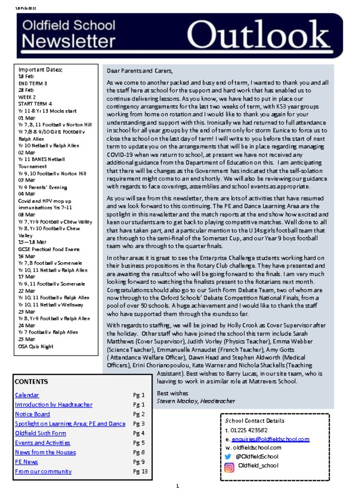 Newsletter 18.02.22