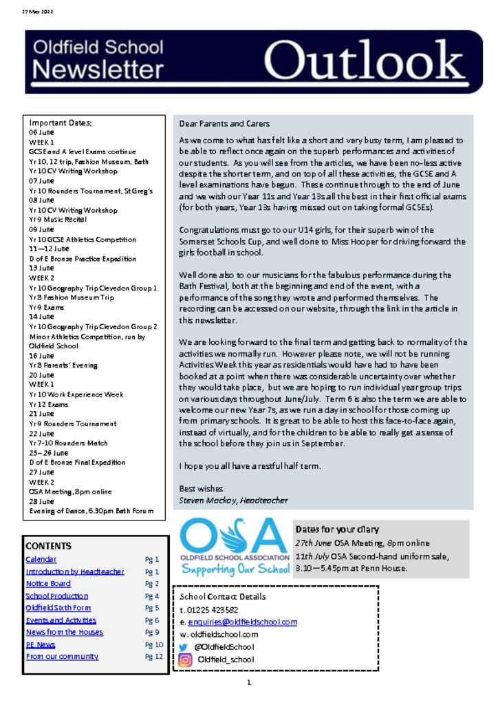 Newsletter 27.05.22