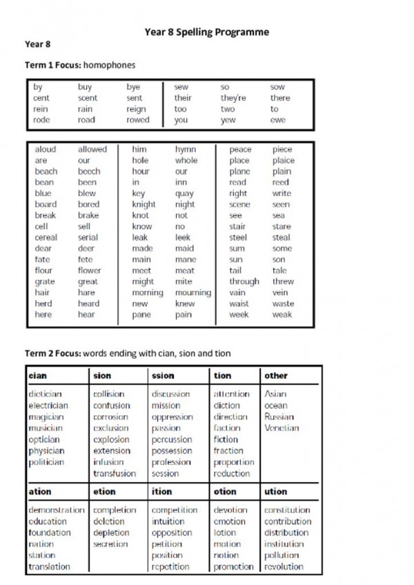 thumbnail of Year 8 Term by Term Spelling Programme