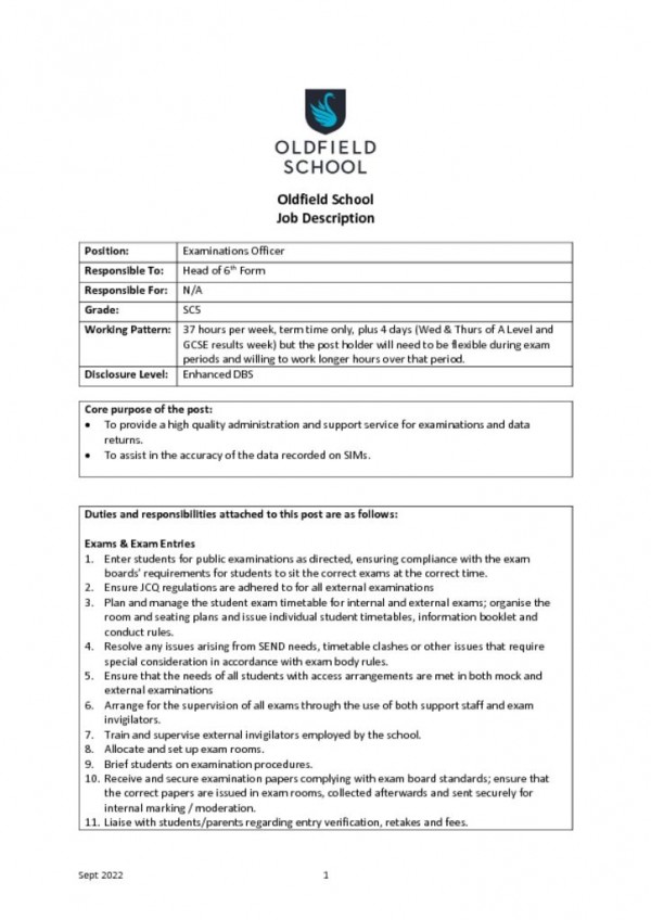 thumbnail of Examination Officer Nov 2022