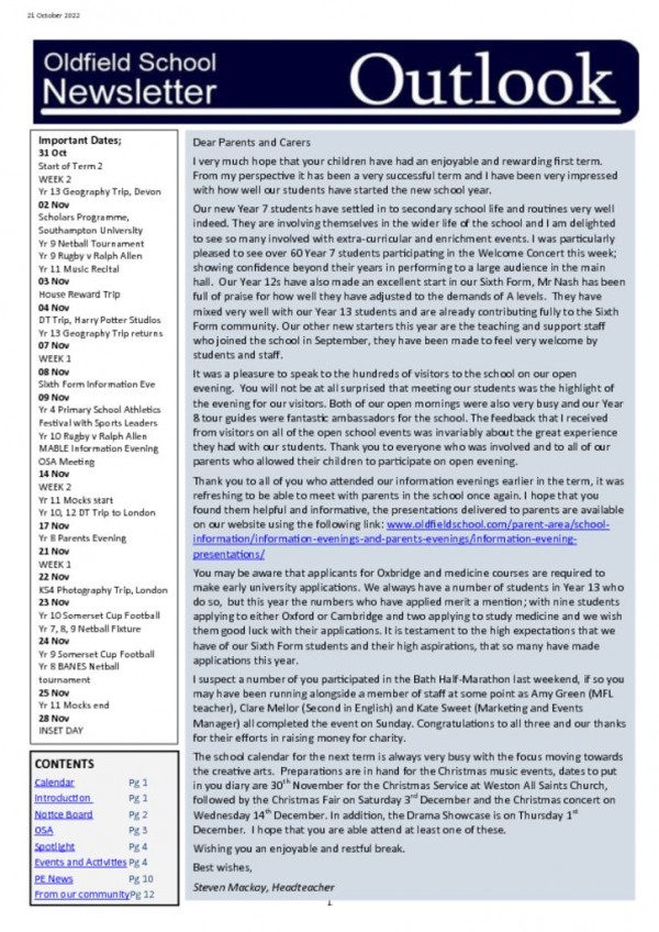 thumbnail of Outlook newsletter 21.10.22