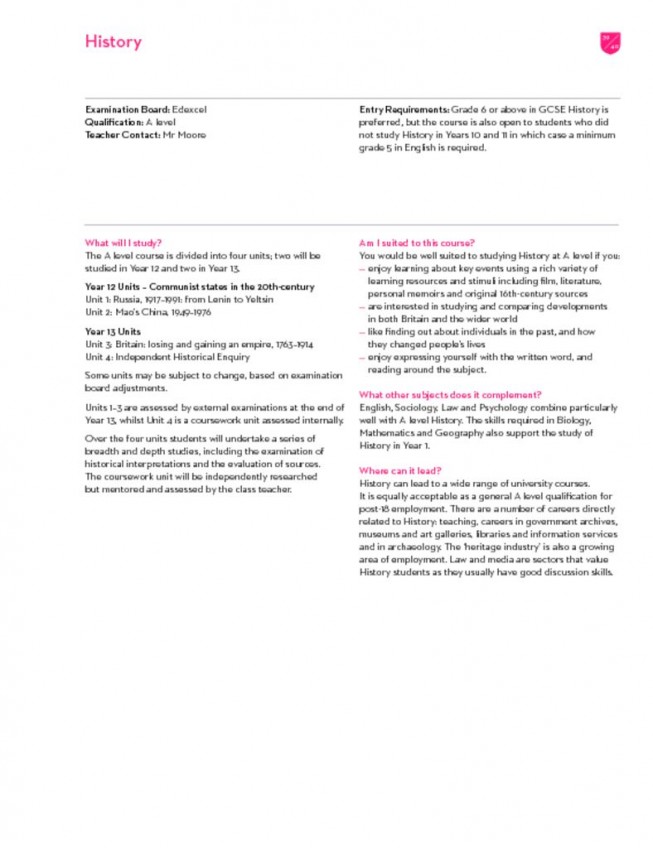 thumbnail of Sixth Form Prospectus 2023; History