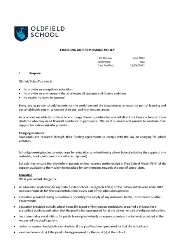 thumbnail of Charging Remissions Policy 2022 F&A