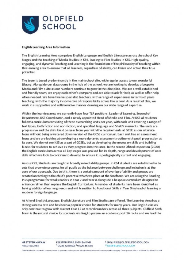 thumbnail of English Learning Area Information