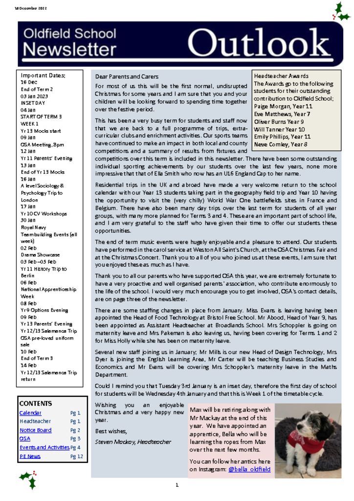 Newsletter 16.12.22