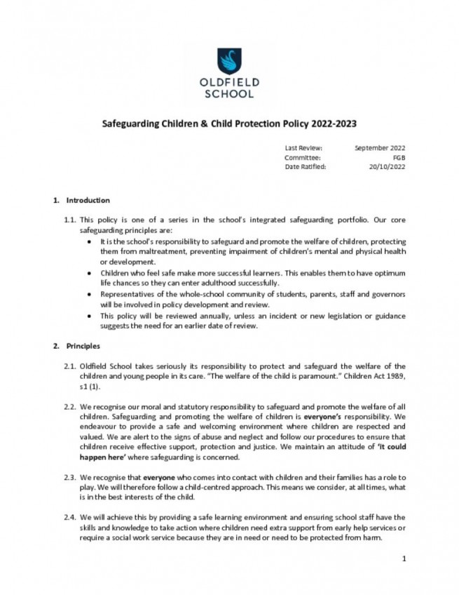 thumbnail of Safeguarding and Child Protection Policy 2022-23