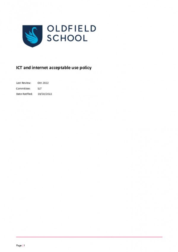 thumbnail of ICT and internet acceptable use Policy SLT 2022