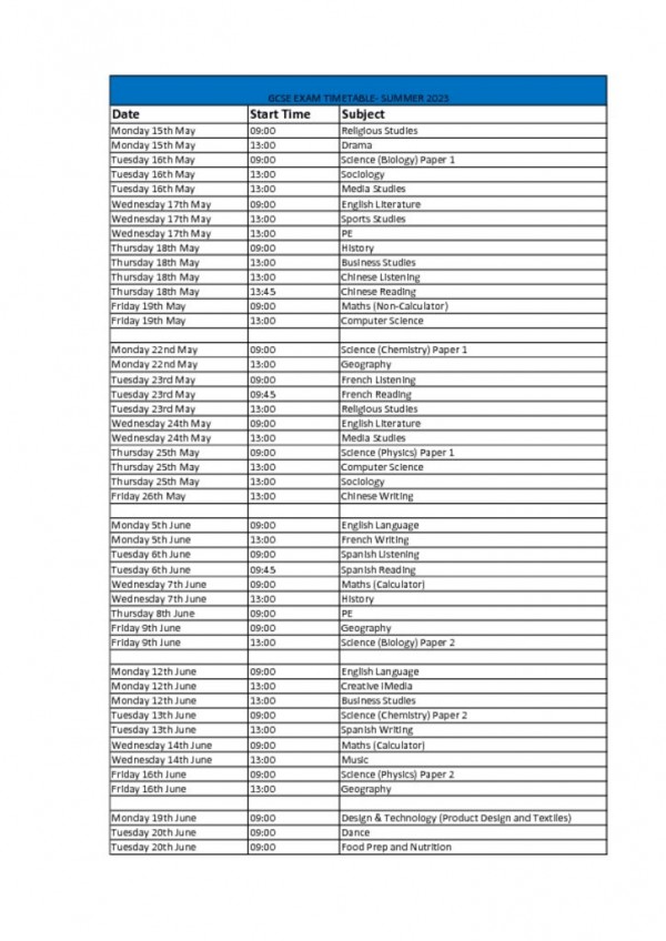 thumbnail of GCSE timetable for website 2023