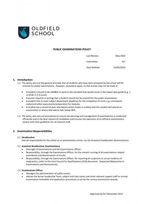 thumbnail of Examination Policy 2023 SLT