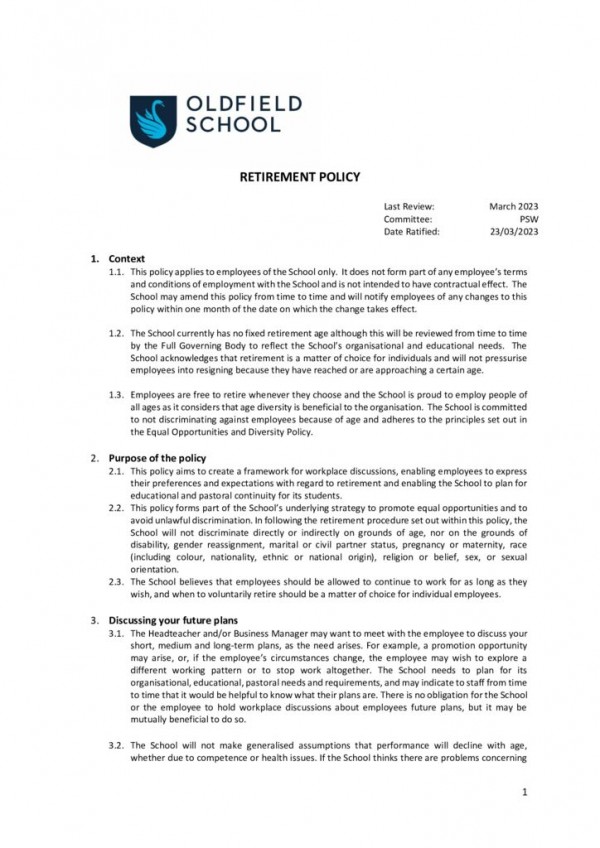 thumbnail of Retirement Policy 2023 PSW